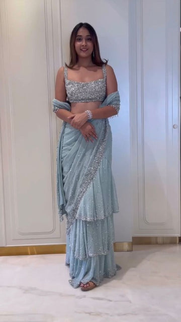 3 colour ready to wear lehenga saree