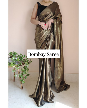 Molten Black Shimmer Satin Saree