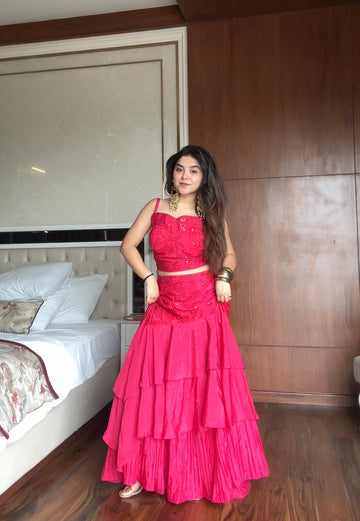 DESIGNER RUFFLED LAYERED LEHENGA
