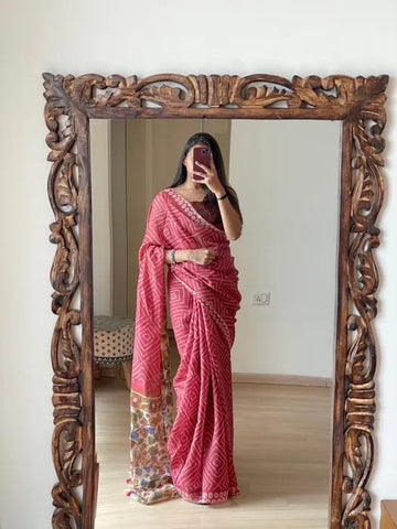 1 Min Ready To Wear Saree In Imported Butti Chiffon With Heavy Blouse