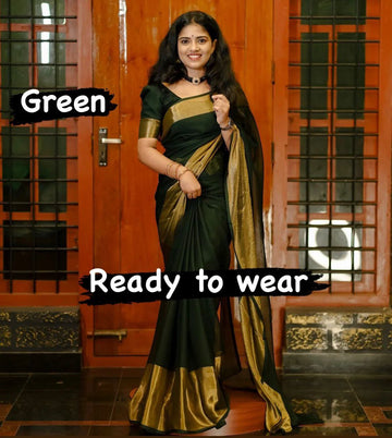 1-Min Ready to Wear Saree in Premium Chiffon Silk With Zari Patta
