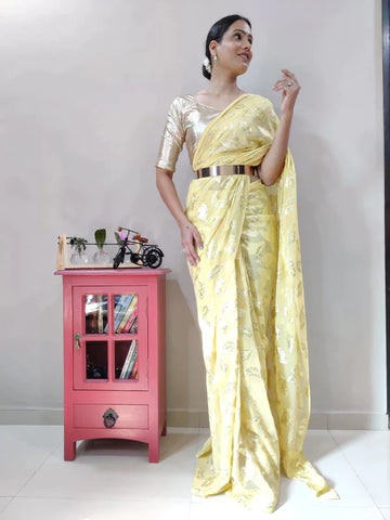1-MIN READY TO WEAR SAREE IN PURE VISCOS ZARI WEAVING