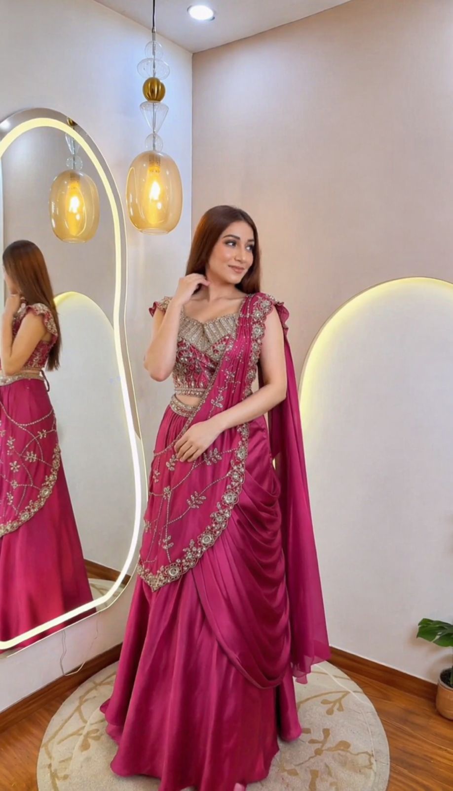 Trending Lehenga Style Saree indow-Western With Blouse set