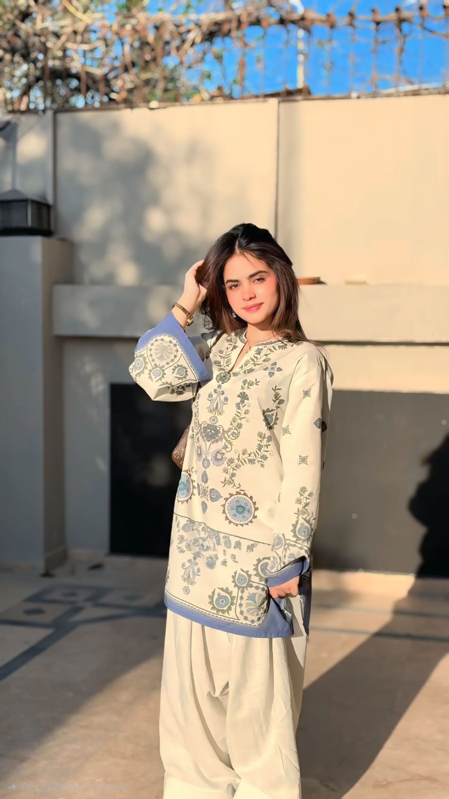 ✨ Zaraa Shahjahan Raya Pure Muslin Kurti & Wide-Leg Palazzo Co-Ord Set ✨