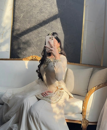 Chinon Silk Embroidered Kurti Palazzo Set