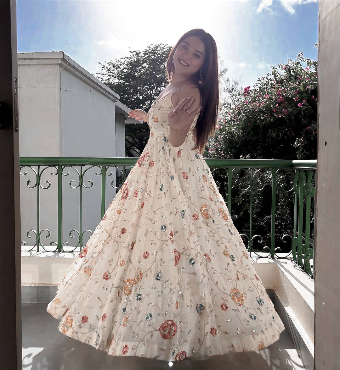 Whisper Embroidery Floral Anarkali Set