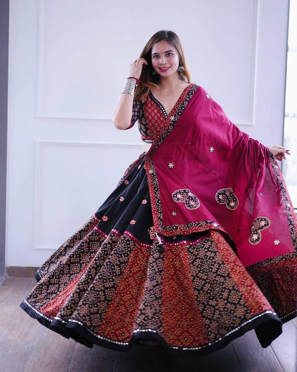 Multicolor Reyon With Printed Work Navratri Lehenga Choli