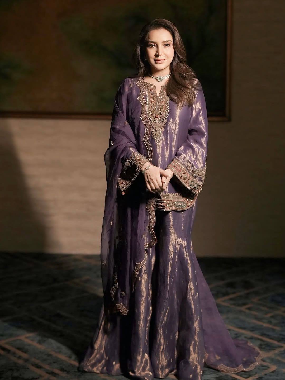 Fendy Silk Embroidered Kurti with Plazzo and Stone Work Dupatta