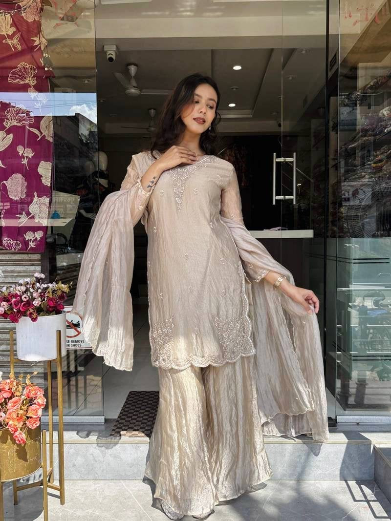 Premium Tissue Silk Embroidery 3 Piece Suit Collection