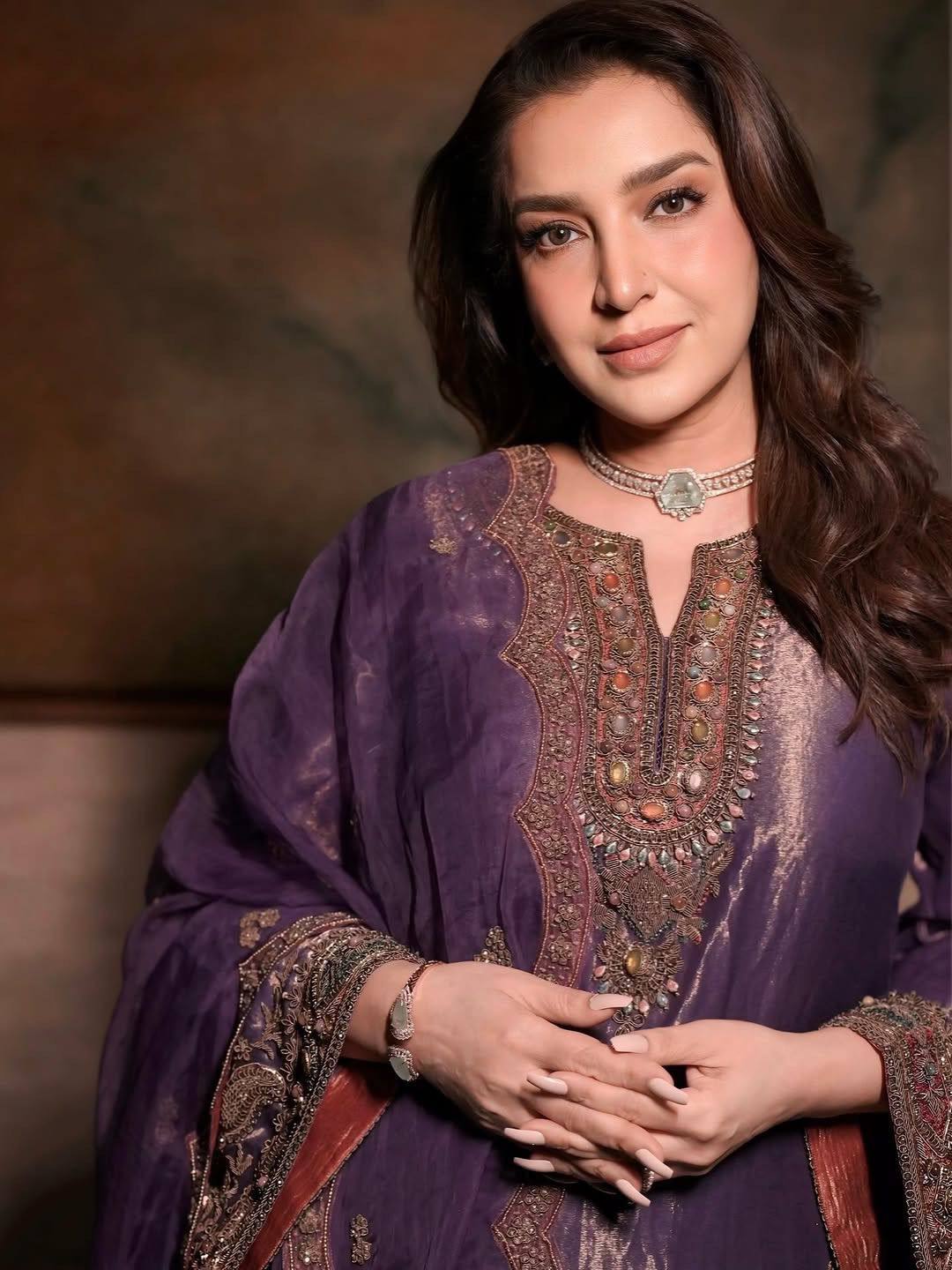 Fendy Silk Embroidered Kurti with Plazzo and Stone Work Dupatta