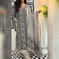 Black & Off White Floral Afghani Kurti With Pant & Dupatta Set