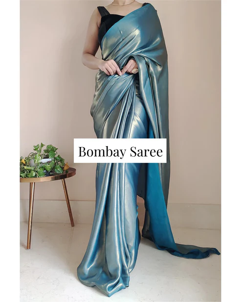 Most stylish Shimmer Satin Saree for party weddding