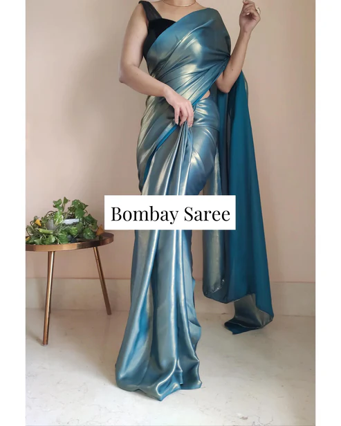 Most stylish Shimmer Satin Saree for party weddding