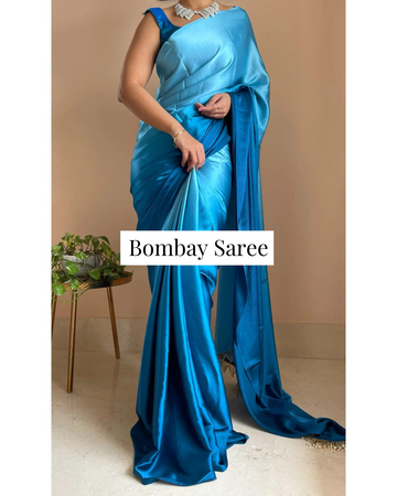 Siyahi Ombre Satin Saree with Handmade Tassels on Pallu