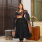 Elegant Cotton Anarkali Gown with Sequence Embroidery & Chanderi Dupatta