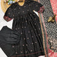 Elegant Cotton Anarkali Gown with Sequence Embroidery & Chanderi Dupatta