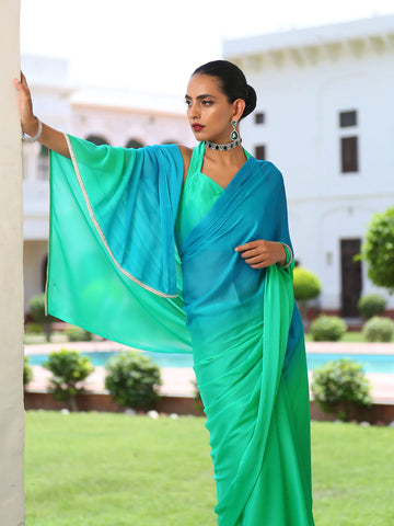 Bombay Satin Ombre' Saree