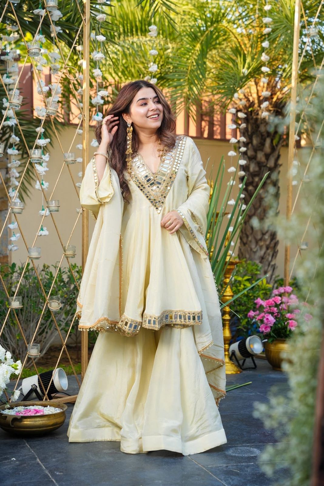 Exclusive 3 Piece Plazzo Set with Real Mirror & Embroidery Work – Festive & Party Wear Outfit