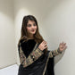 Black Handmade Embellished Saree With Velvet Blouse