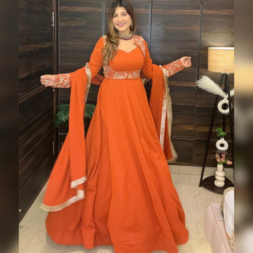 Designer Maxi Anarkali Suit with Koti, Pant & Dupatta
