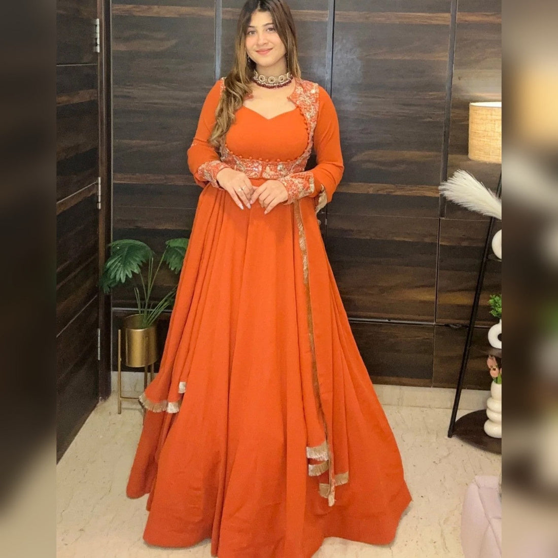 Designer Maxi Anarkali Suit with Koti, Pant & Dupatta