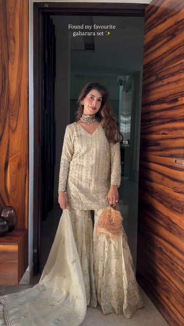 Designer Faux Georgette Top, Palazzo and Dupatta Set with Heavy Embroidery Sequin Work