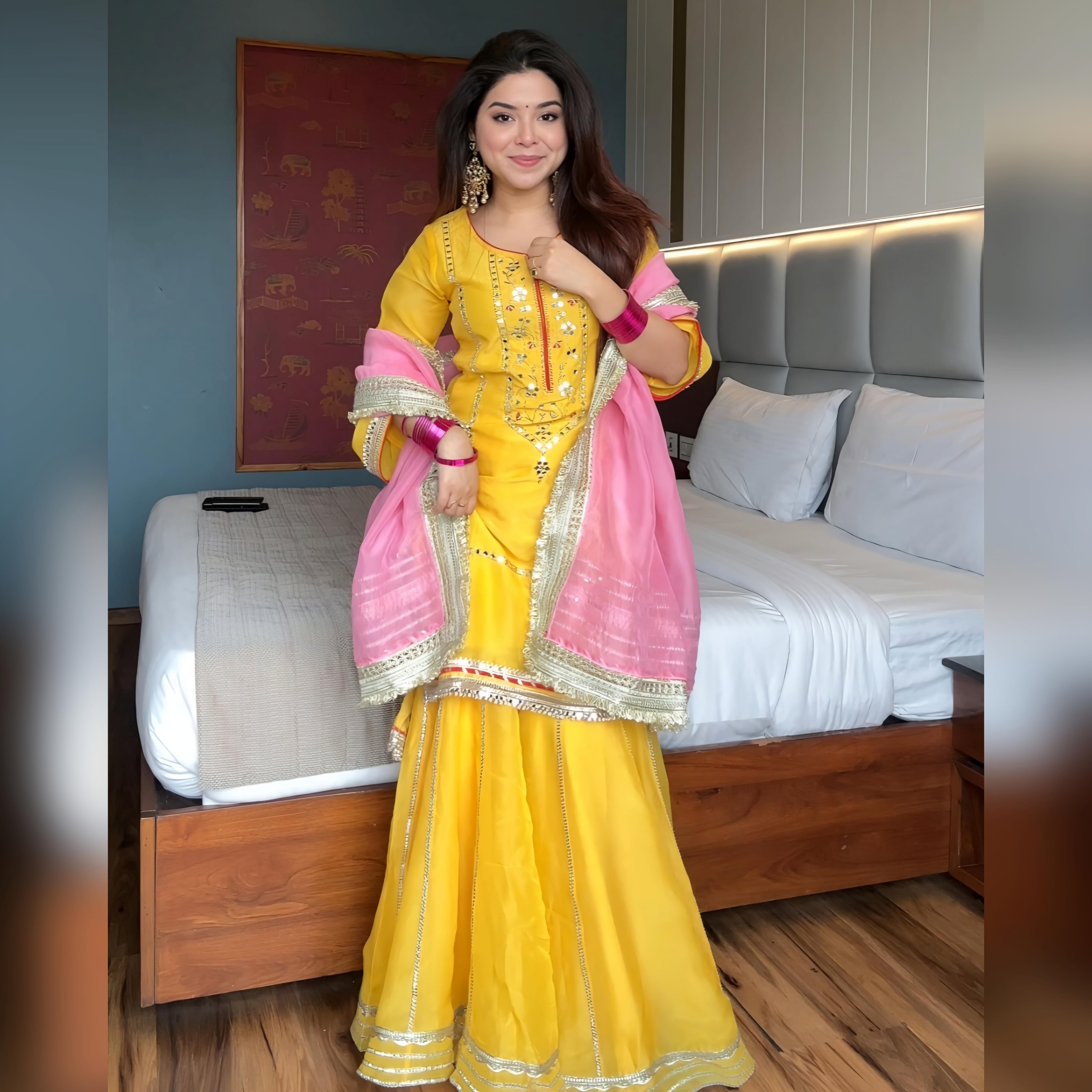 Aura Chinon Sharara Suit Set
