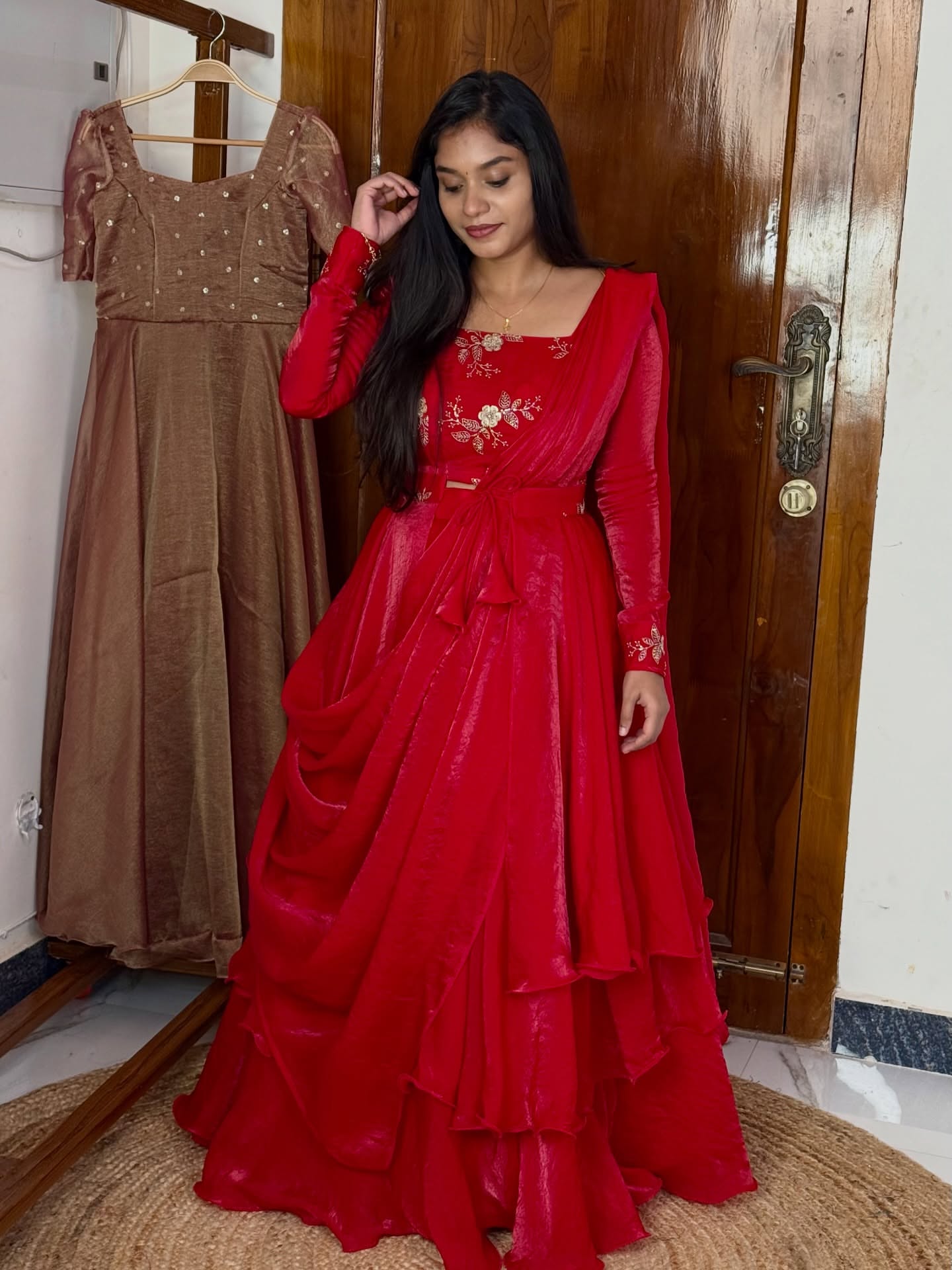 Fandy Satin Peplum Lehenga Set