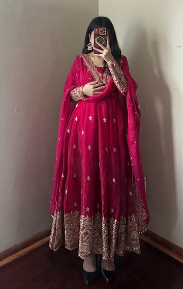 Riwaaz Designer Embroidered Gown Set