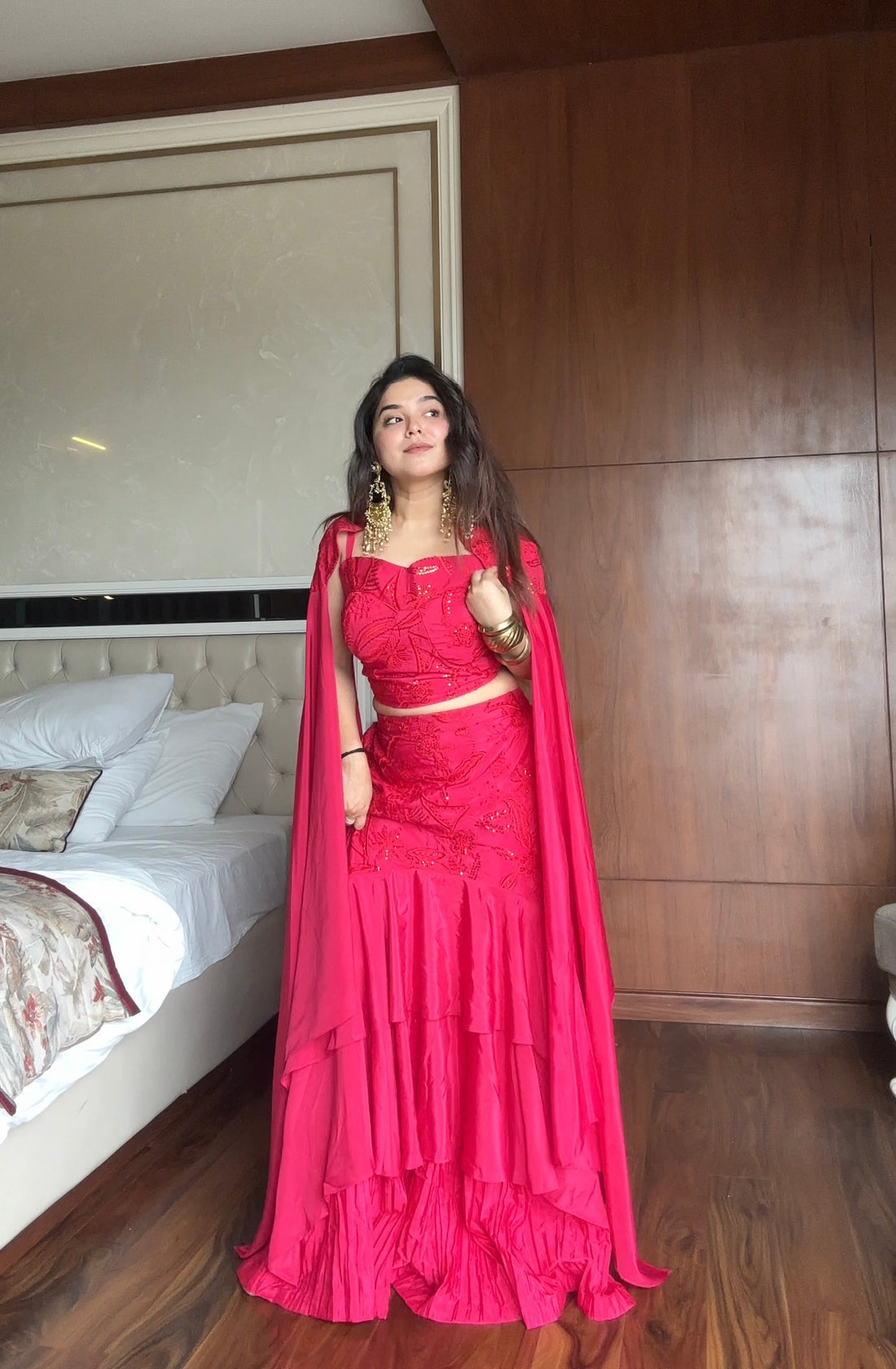 DESIGNER RUFFLED LAYERED LEHENGA