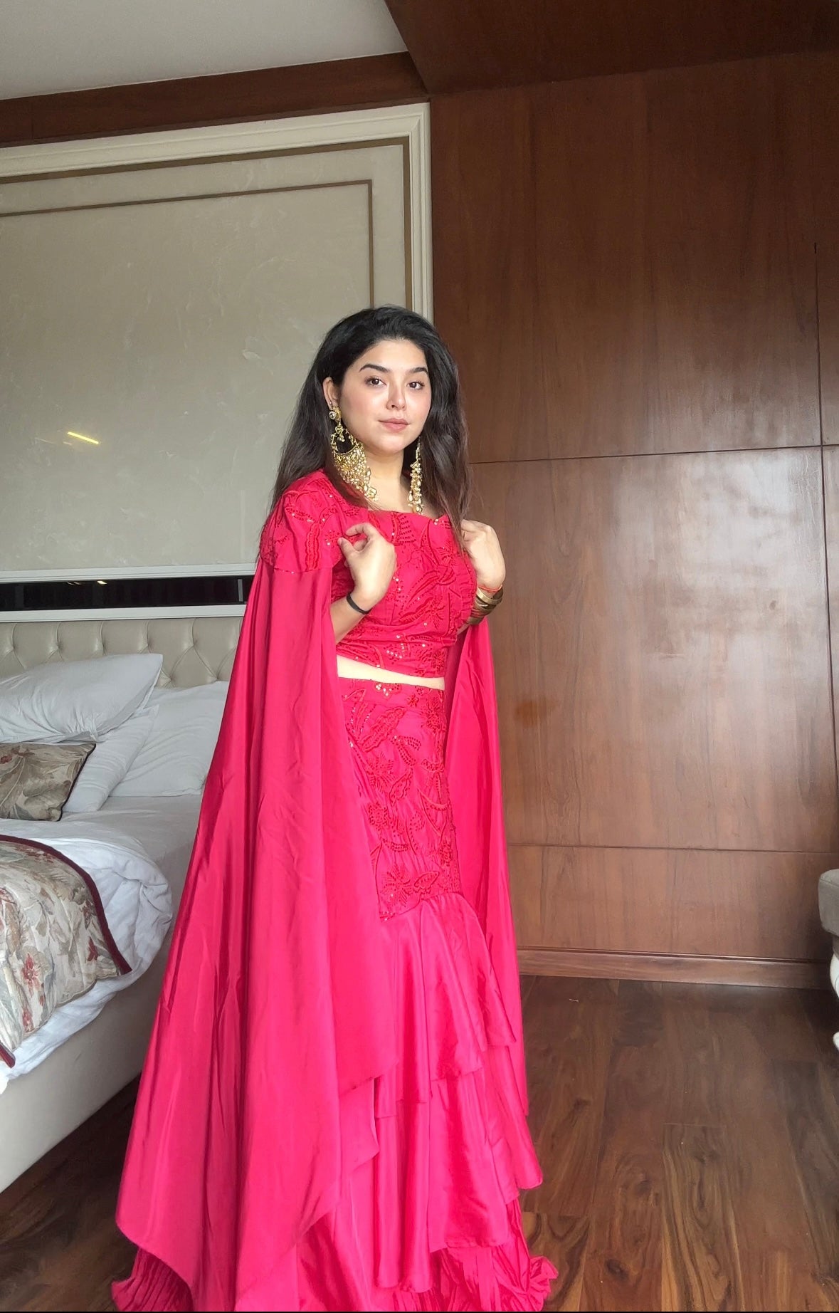 DESIGNER RUFFLED LAYERED LEHENGA