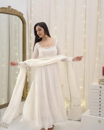 Hannah Traditional White Anarkali Suit