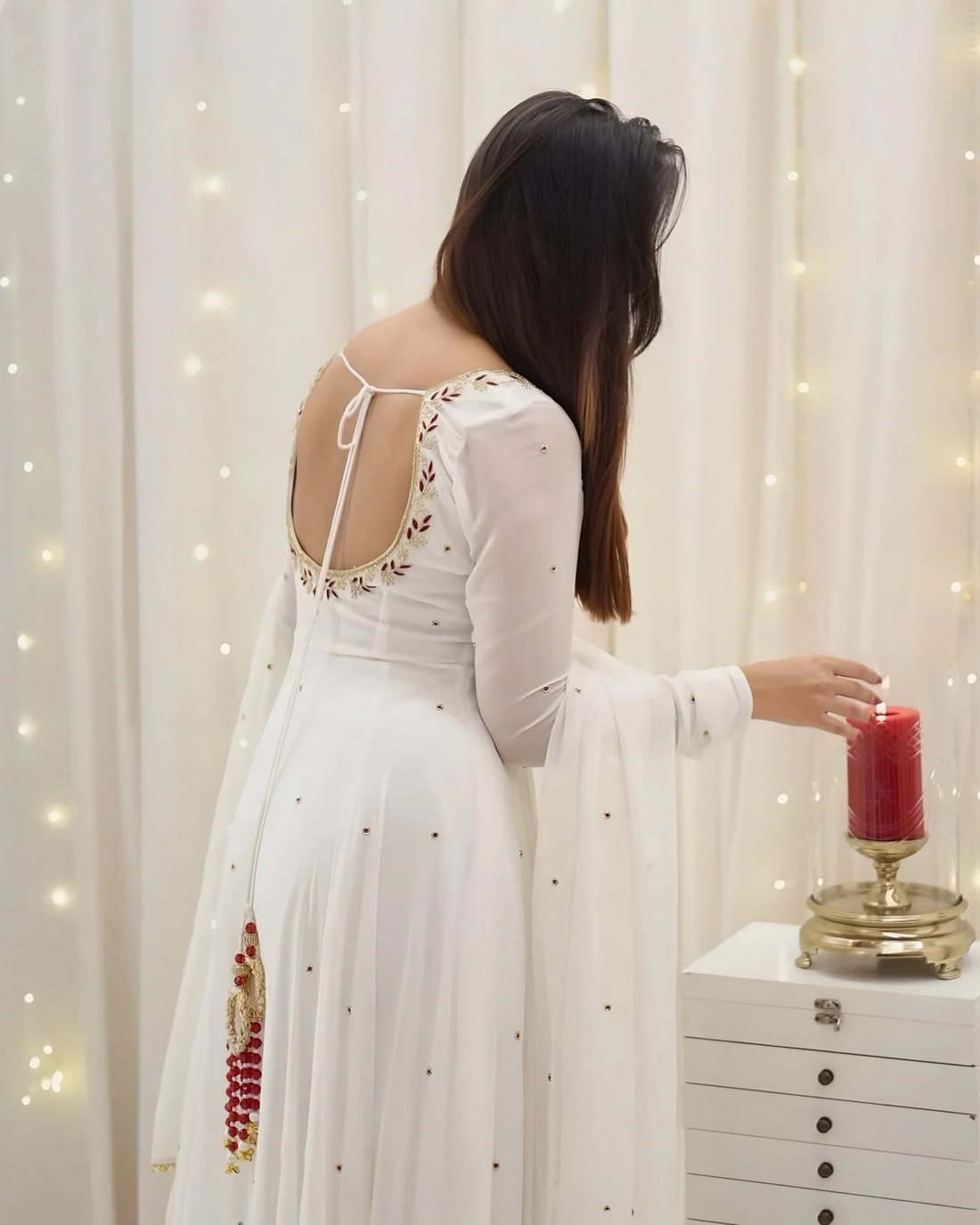 Hannah Traditional White Anarkali Suit