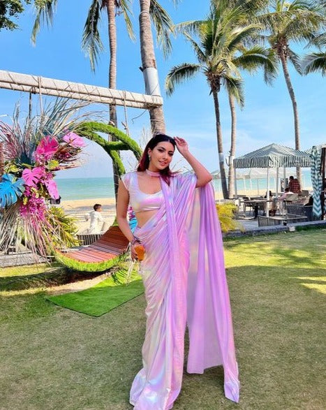 Premium Lilac Chromatic Designer Saree