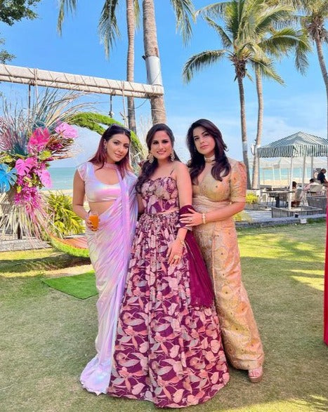 Premium Lilac Chromatic Designer Saree