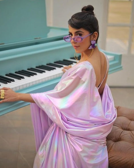 Premium Lilac Chromatic Designer Saree