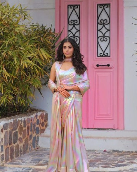 Premium Lilac Chromatic Designer Saree