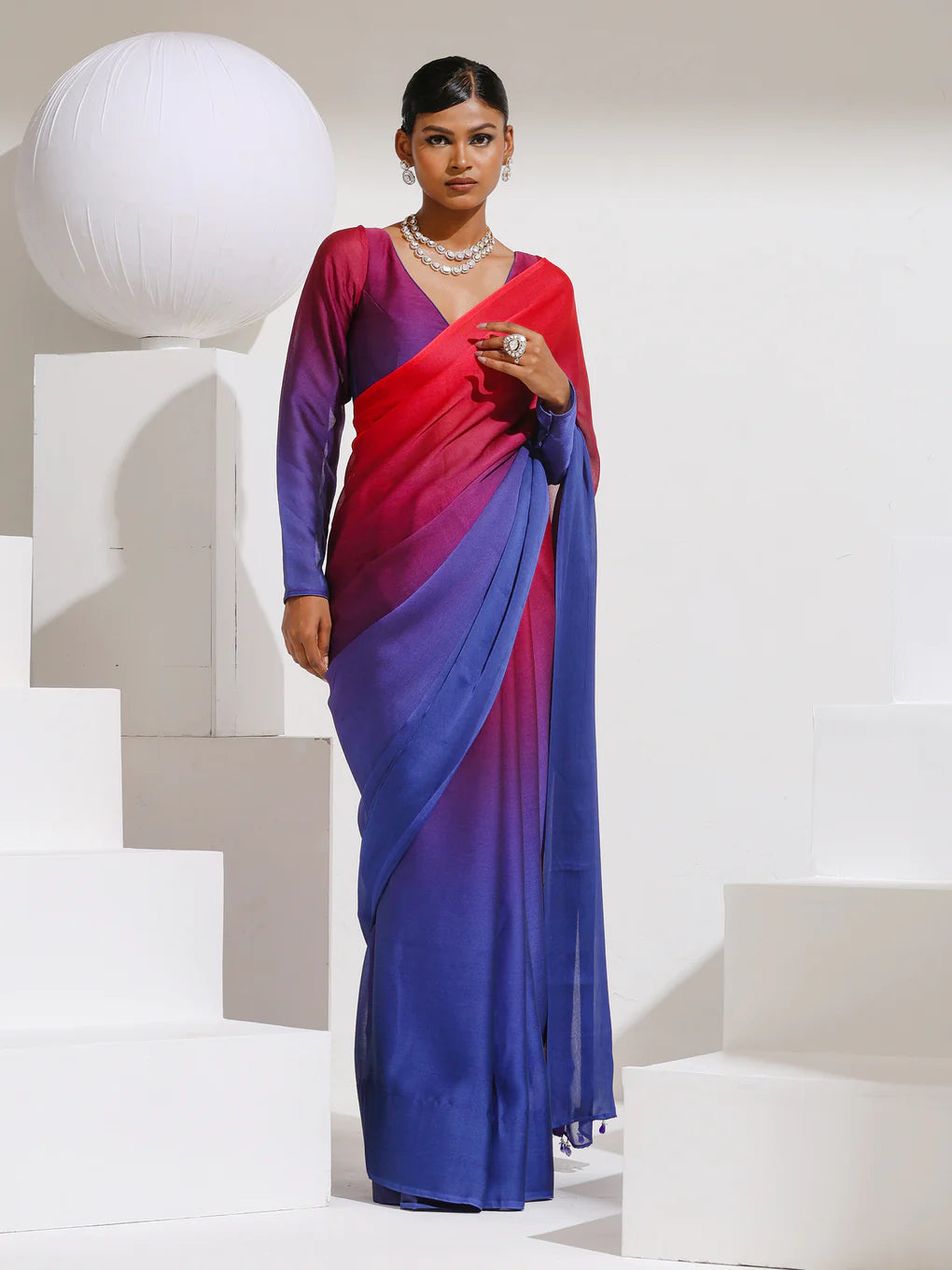 Bombay Satin Ombre' Saree