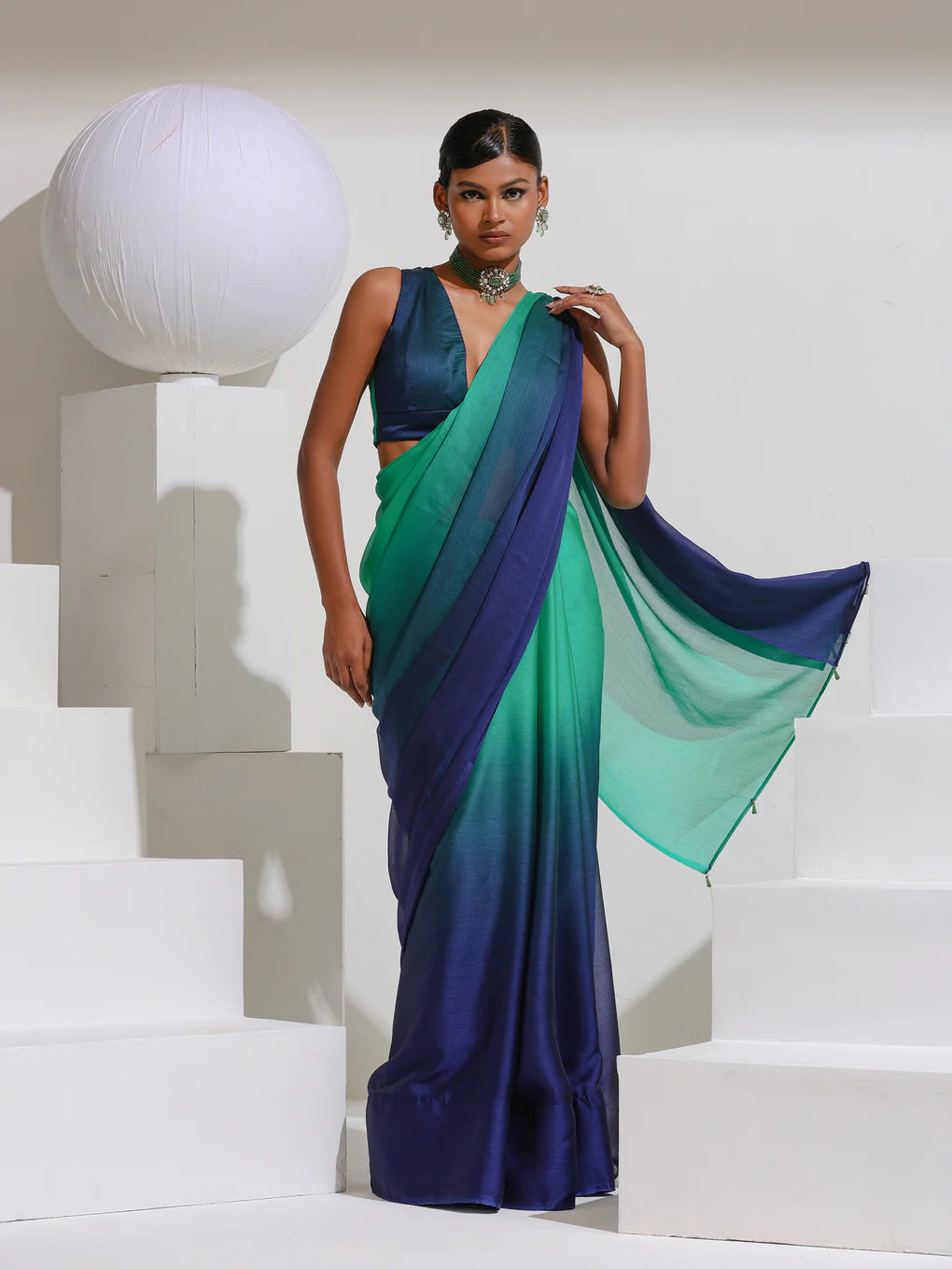 Bombay Satin Ombre' Saree