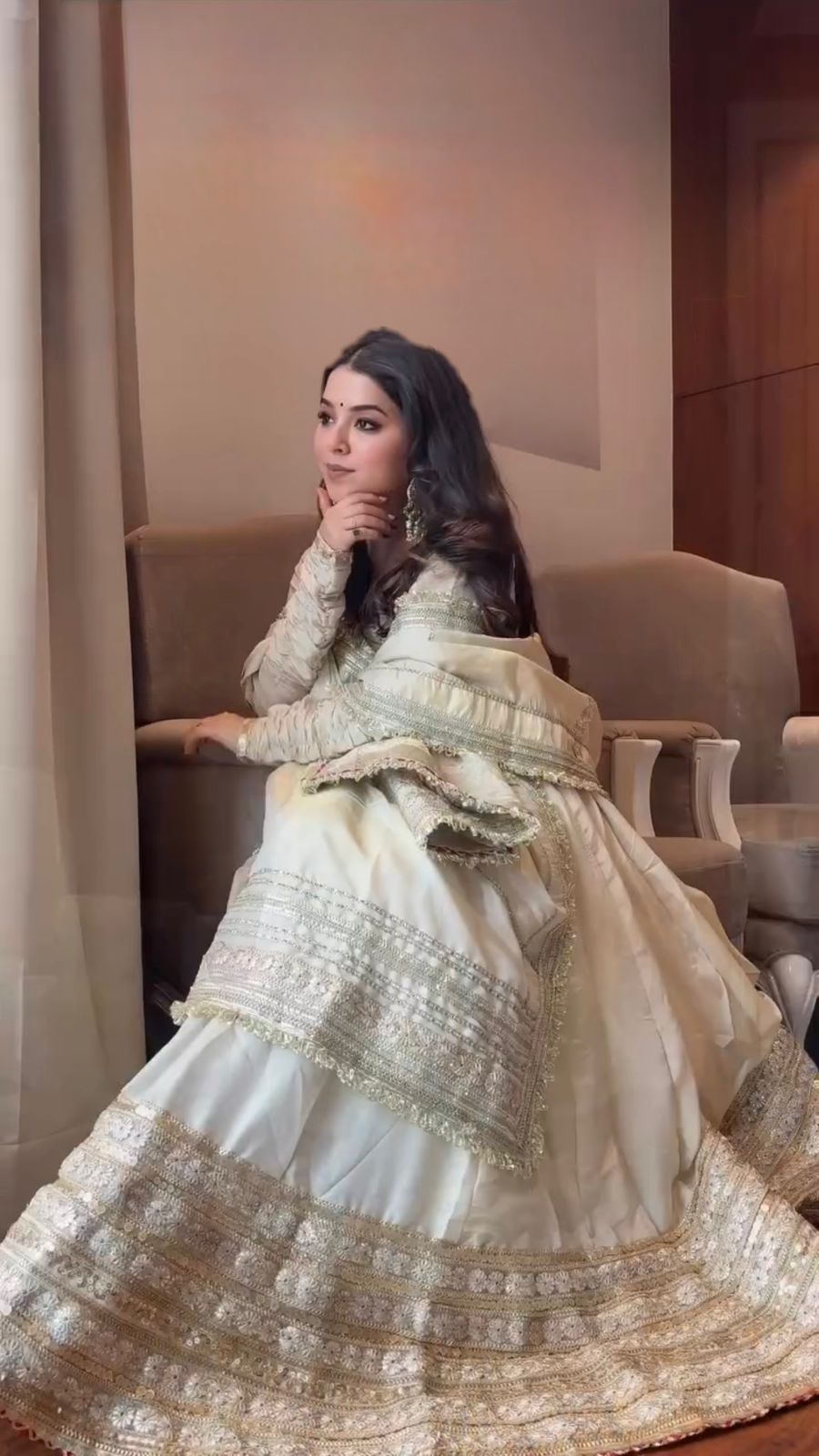 Side view of Anarkali highlighting flowy silhouette
