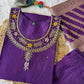 "Premium Purple Roman Silk Suit with Handwork & Nylon Muslin Dupatta"