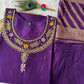 "Premium Purple Roman Silk Suit with Handwork & Nylon Muslin Dupatta"