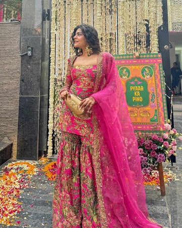 Luxury Sequin Work Sharara Suit with Full Flair – Ideal for Festive Wear