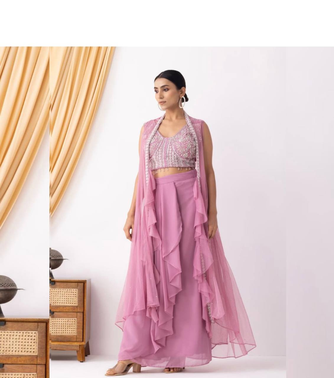 NEW THREE PIECE HAND WORK  WESTERN OUTFIT FOR TRENDY WEDDING SEASON