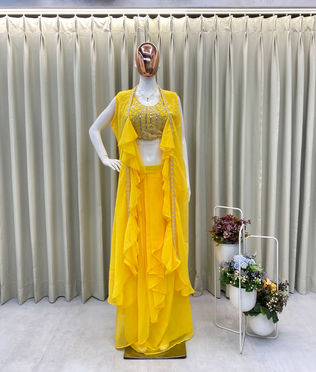 NEW THREE PIECE HAND WORK  WESTERN OUTFIT FOR TRENDY WEDDING SEASON