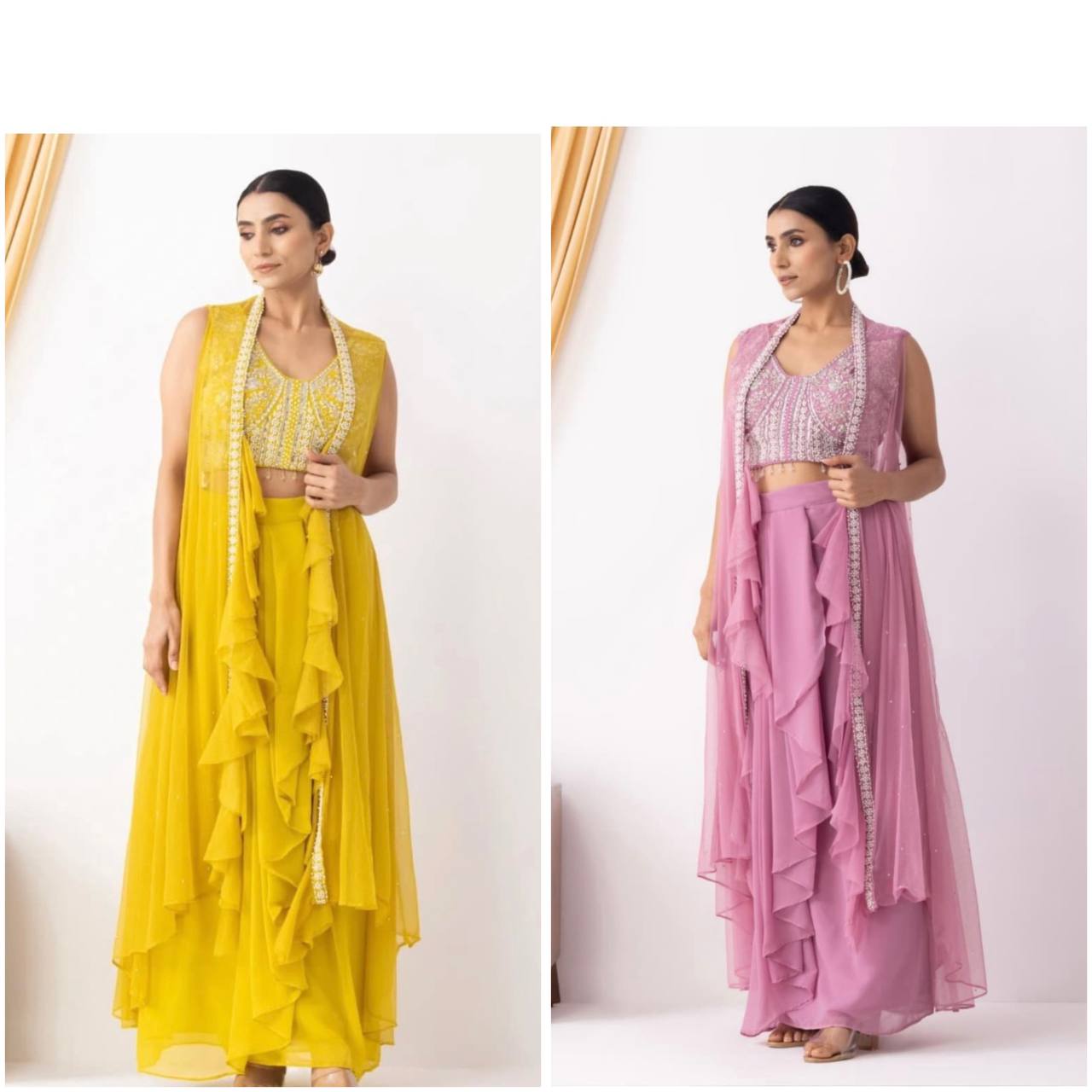 NEW THREE PIECE HAND WORK  WESTERN OUTFIT FOR TRENDY WEDDING SEASON