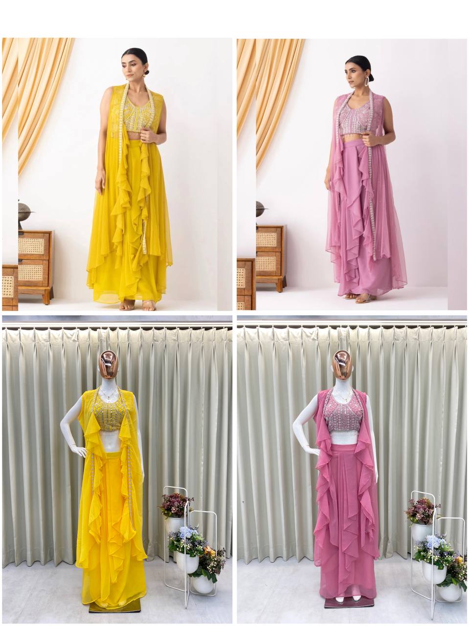 NEW THREE PIECE HAND WORK  WESTERN OUTFIT FOR TRENDY WEDDING SEASON