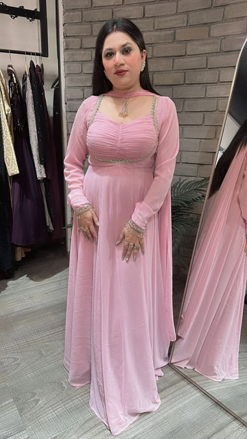 Premium Mazaa Pink Anarkali Suit Set | Ready-to-Wear Wedding Outfit