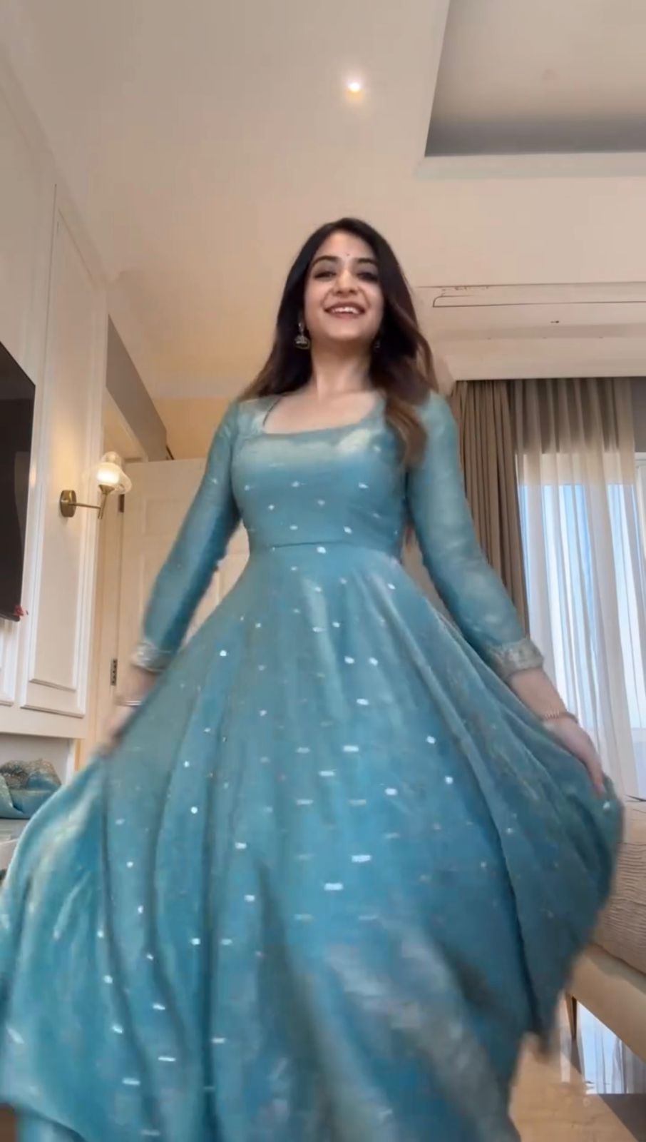 Anarkali Fendy Silk Suit with Plazo & Dupatta – Thread & Sequin Work, Festive & Party Wear