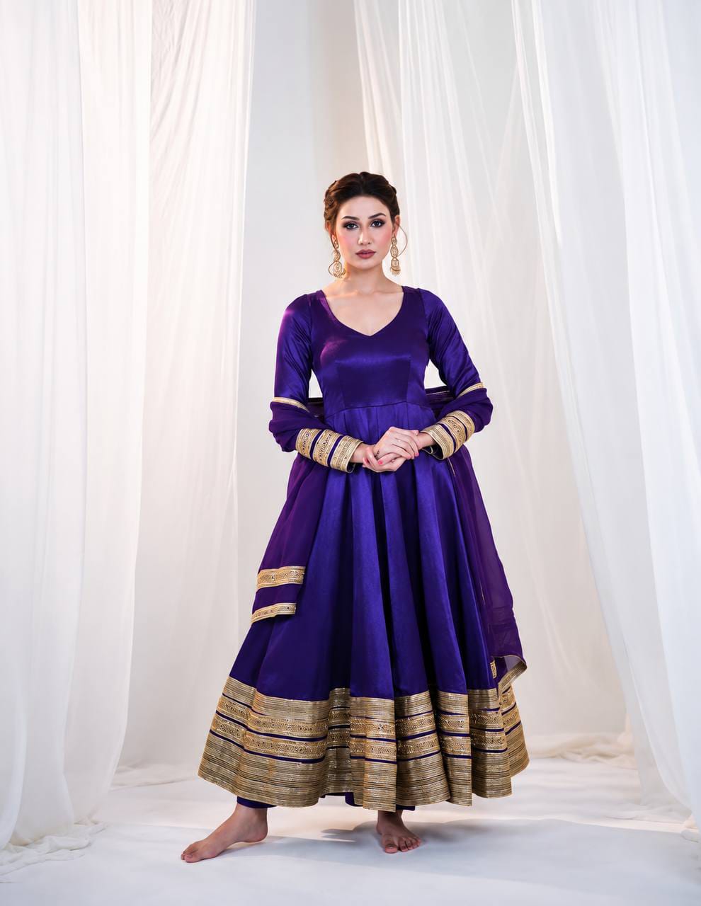Premium Heavy Silk Embroidery Sequins Work Gown